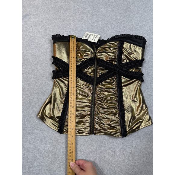 Bebe Womens Size L Shirred Metallic Ruffle Corset NWT - Picture 4 of 5